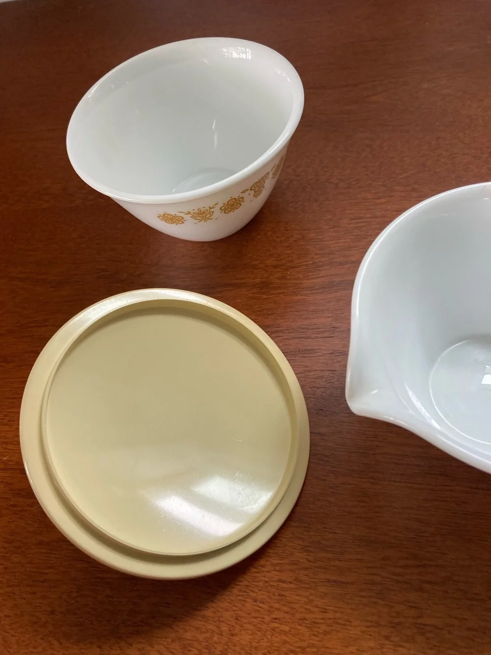 1970s Golden Butterfly Floral Sugar Bowl & Milk Bowl w Lid Vintage Corelle